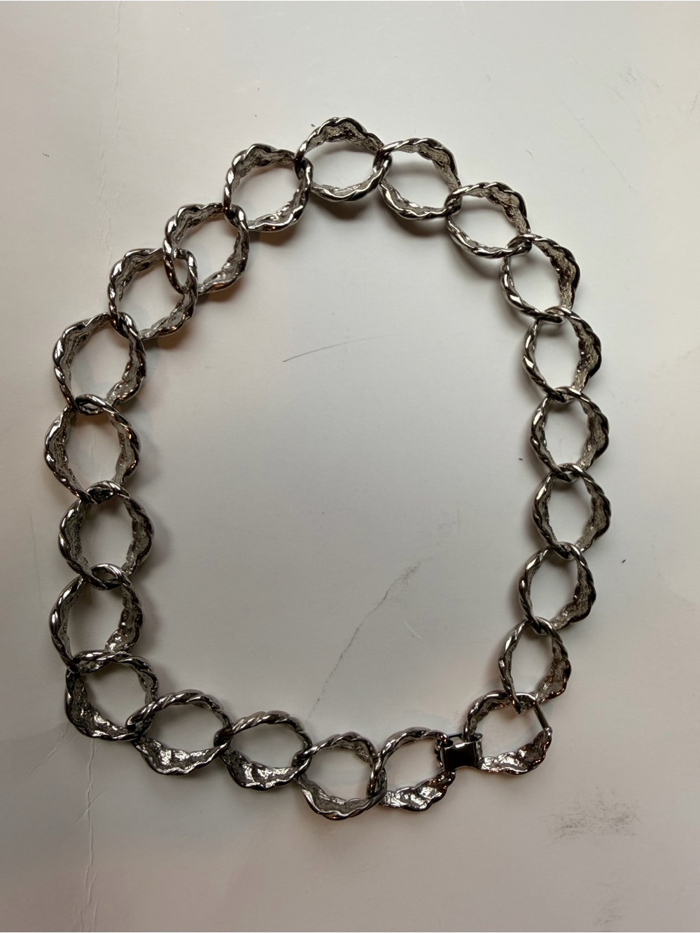 Silver Textured Link Necklace - Women's Jewelry